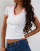 image of Izolde Tee in White with Pink M Embroidery