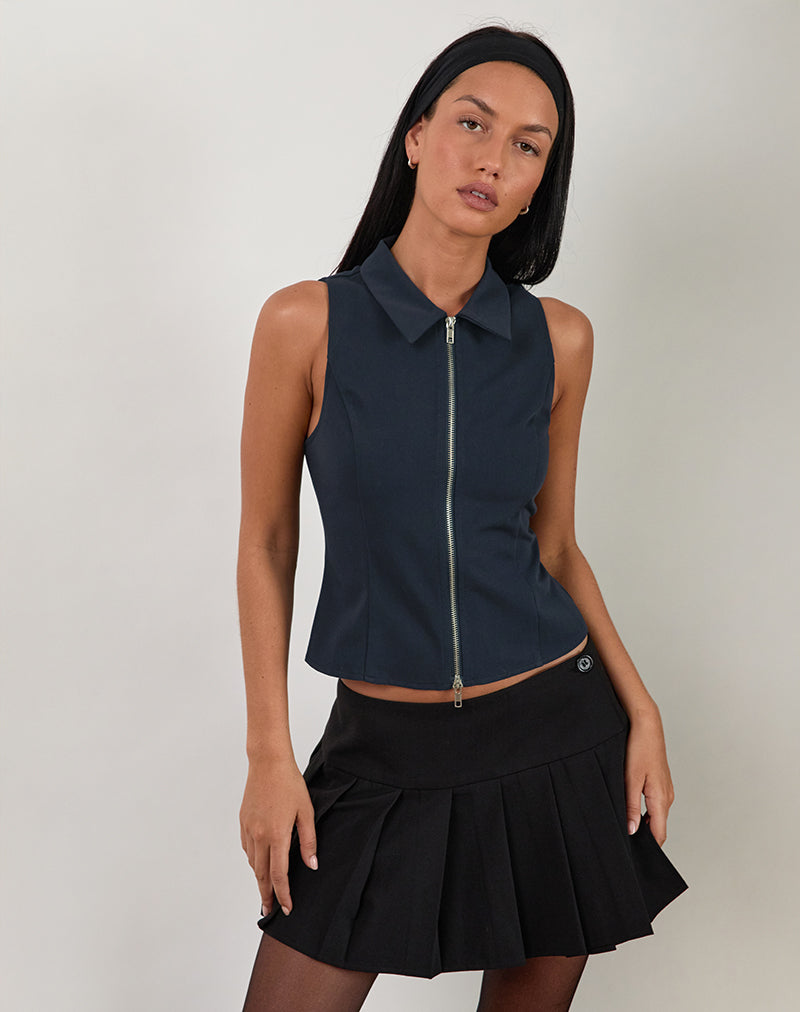 Janae Vest Top in Tailoring Navy