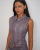 Image of Janae Vest Top in Distressed PU Washed Plum