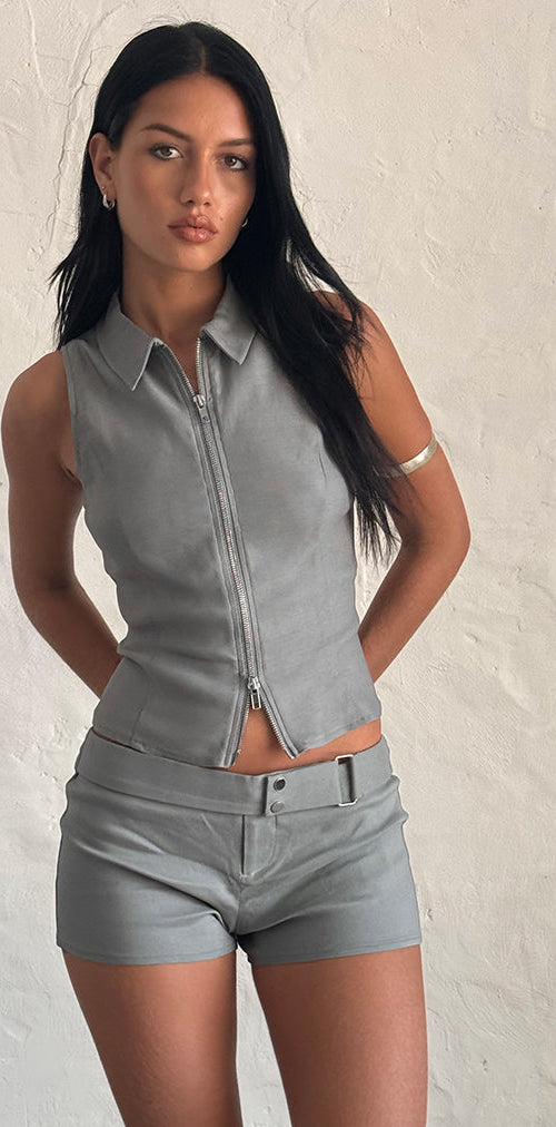 Image of Janae Vest Top in Stretch Tailoring Grey