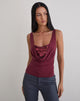 Image of Janice Top in Sequin Jersey Burgundy