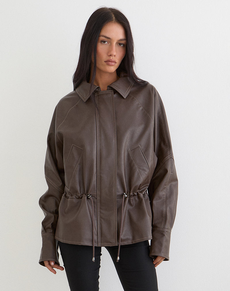 Jannik Jacket in PU Dark Brown