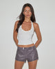 Image of Jarli Hot Pants in Distressed PU Washed Plum
