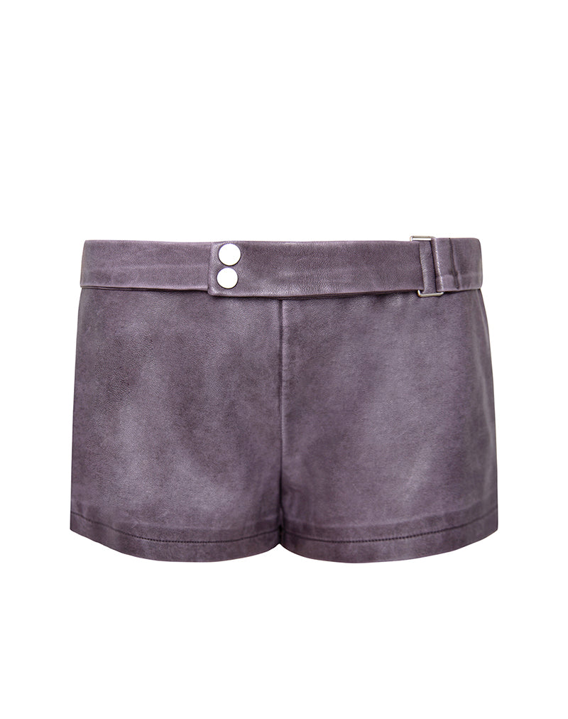 Image of Jarli Hot Pants in Distressed PU Washed Plum