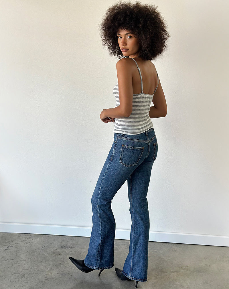 Image of Rigid Low Rise Flare Jeans In Mid Blue Used