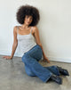 Image of Jasila Vest Top in Sheer Jersey Grey and White Stripe