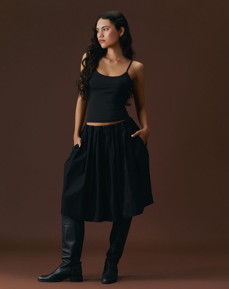 Murphy Knee Length Skirt in Black