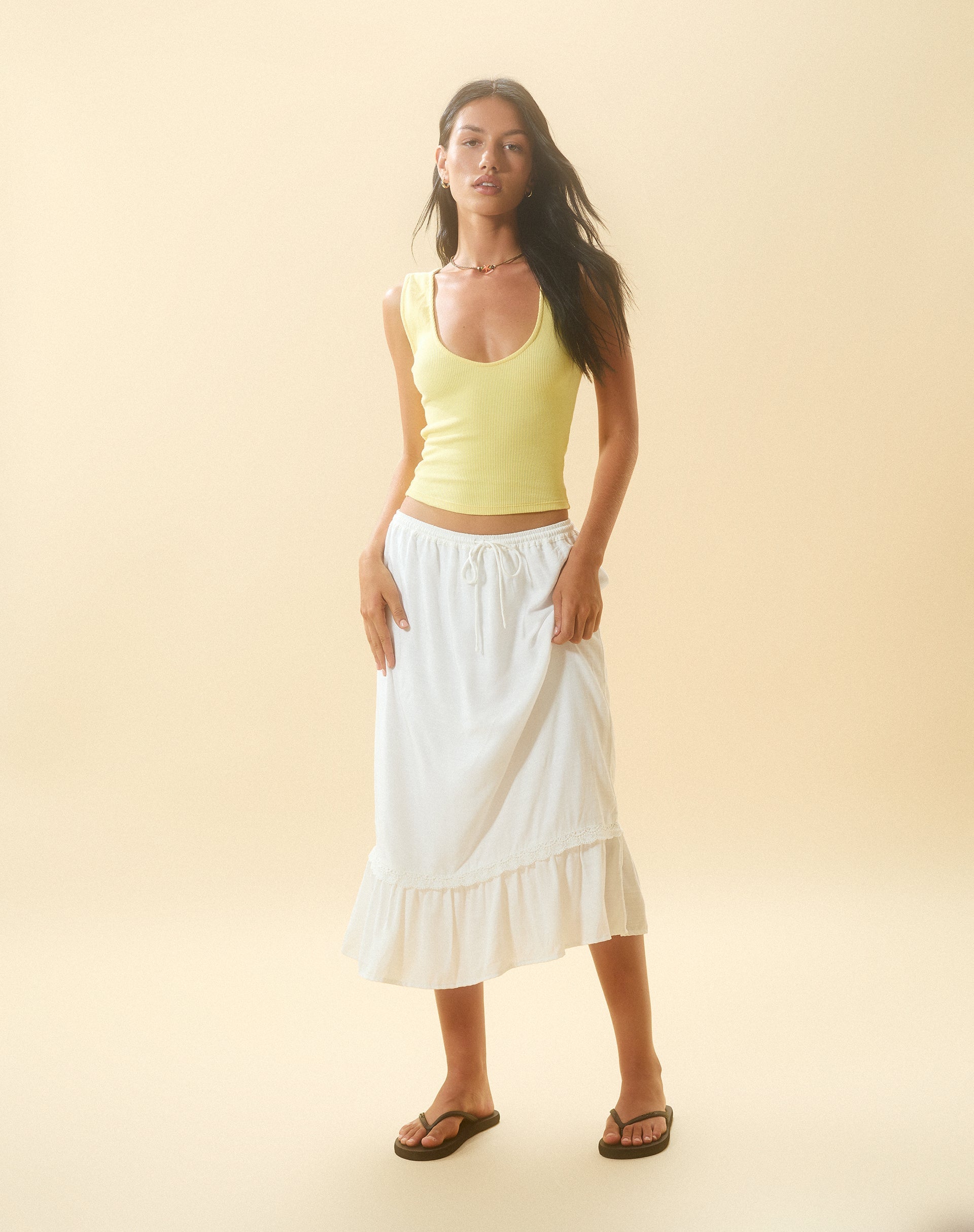 Image of Jastio Vest Top in Lemonade Ribbed Jersey