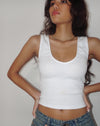 Image of Jastio Vest Top in White Ribbed Jersey