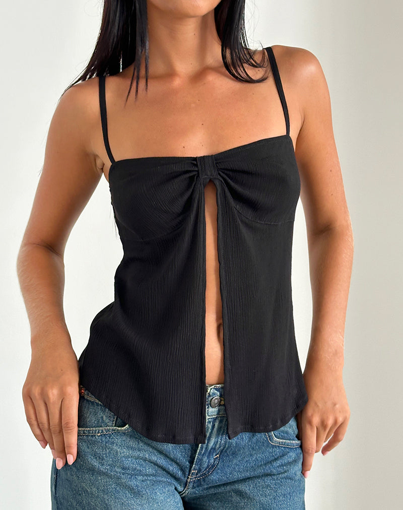 Image of Jastipa Longline Butterfly Top in Black