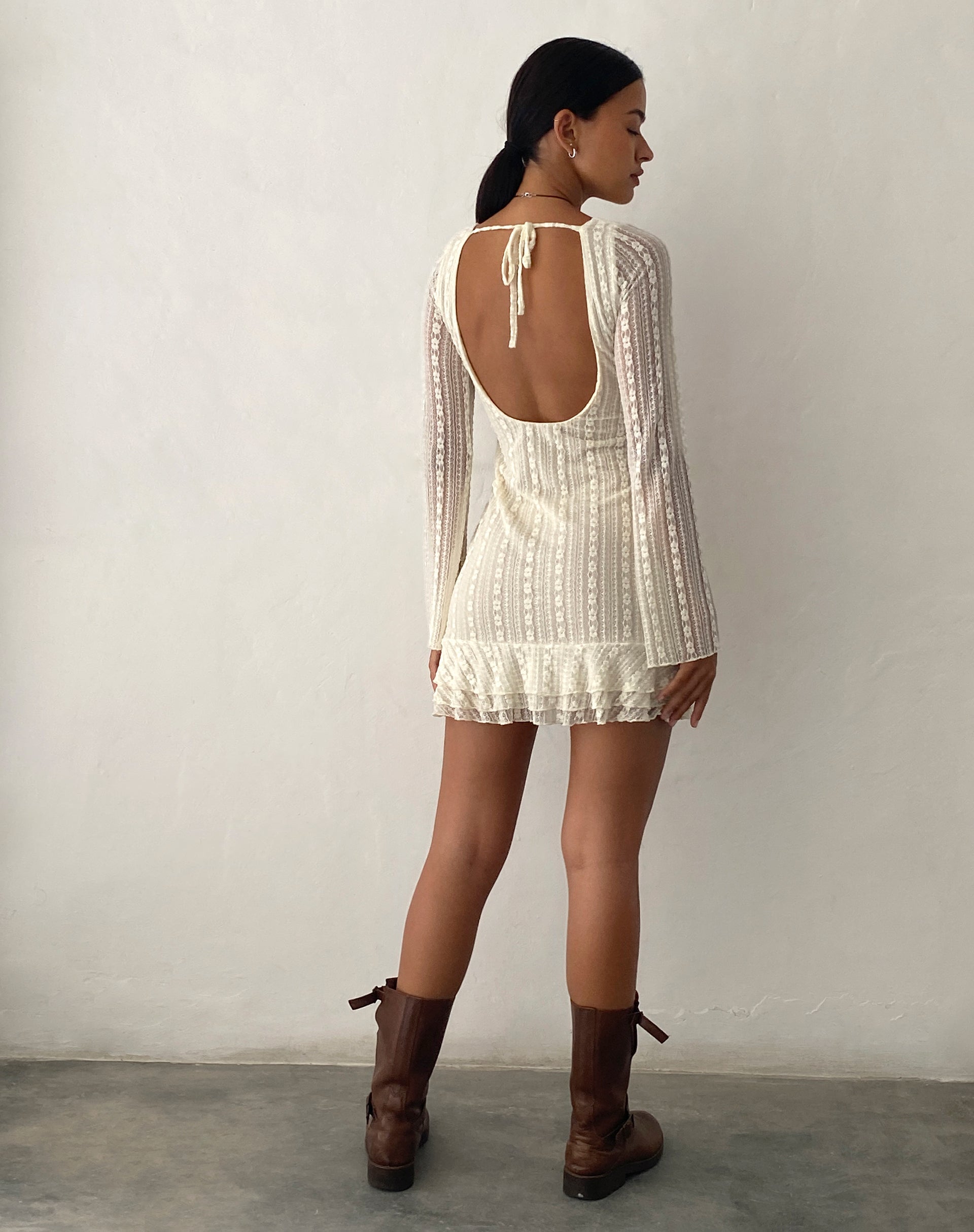 Cream lace clearance mini dress