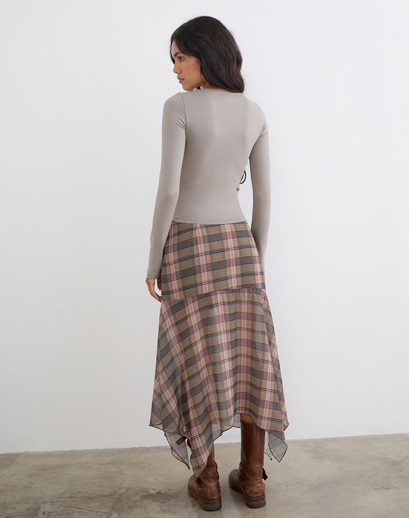 Image of Jenji Long Sleeve Top with Pearl Button in Moon Rock