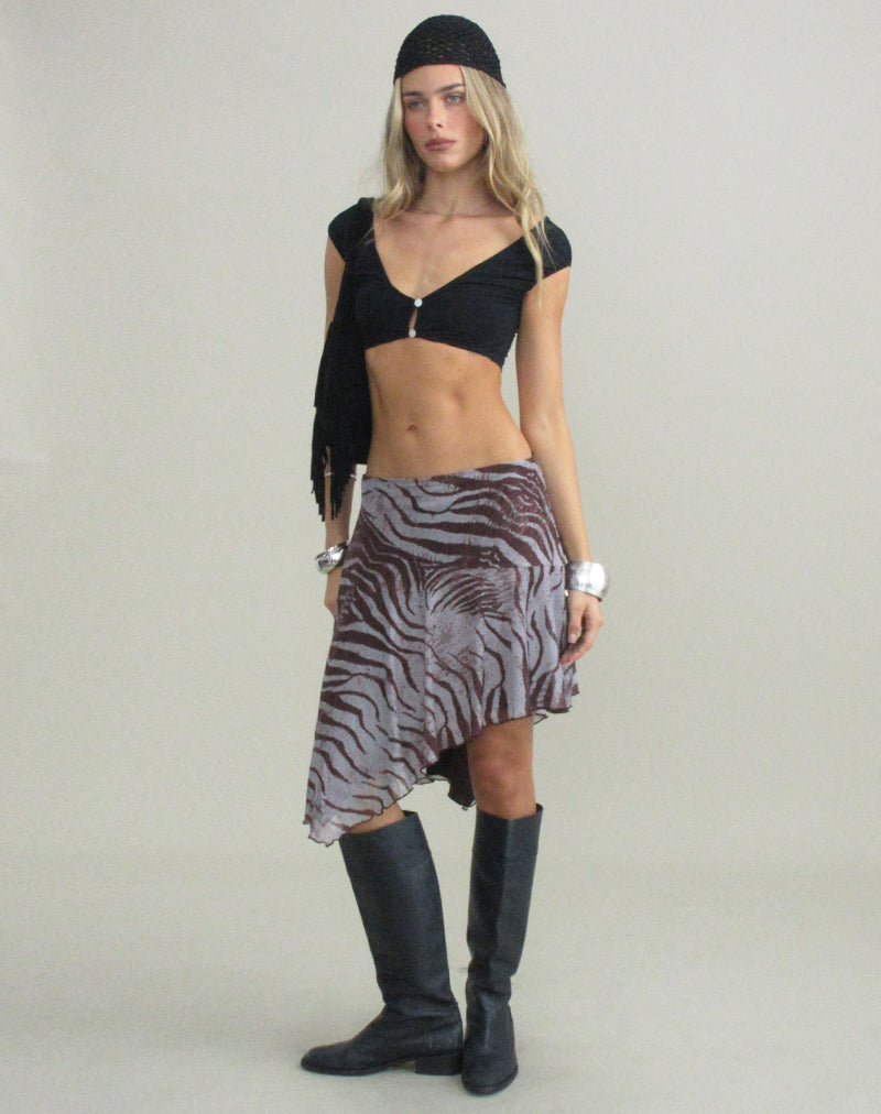 Image of Jenny Midi Skirt in Printed Mesh Wild Animal Brown