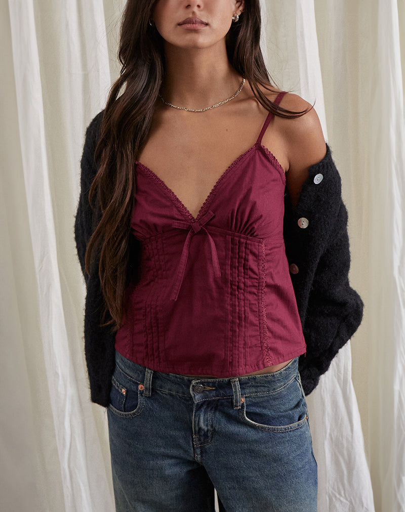 Image of Jepuni Cami Top in Burgundy