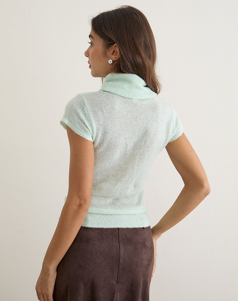 Image of Jian Top with Buckle Waist in Sheer Knit Mint