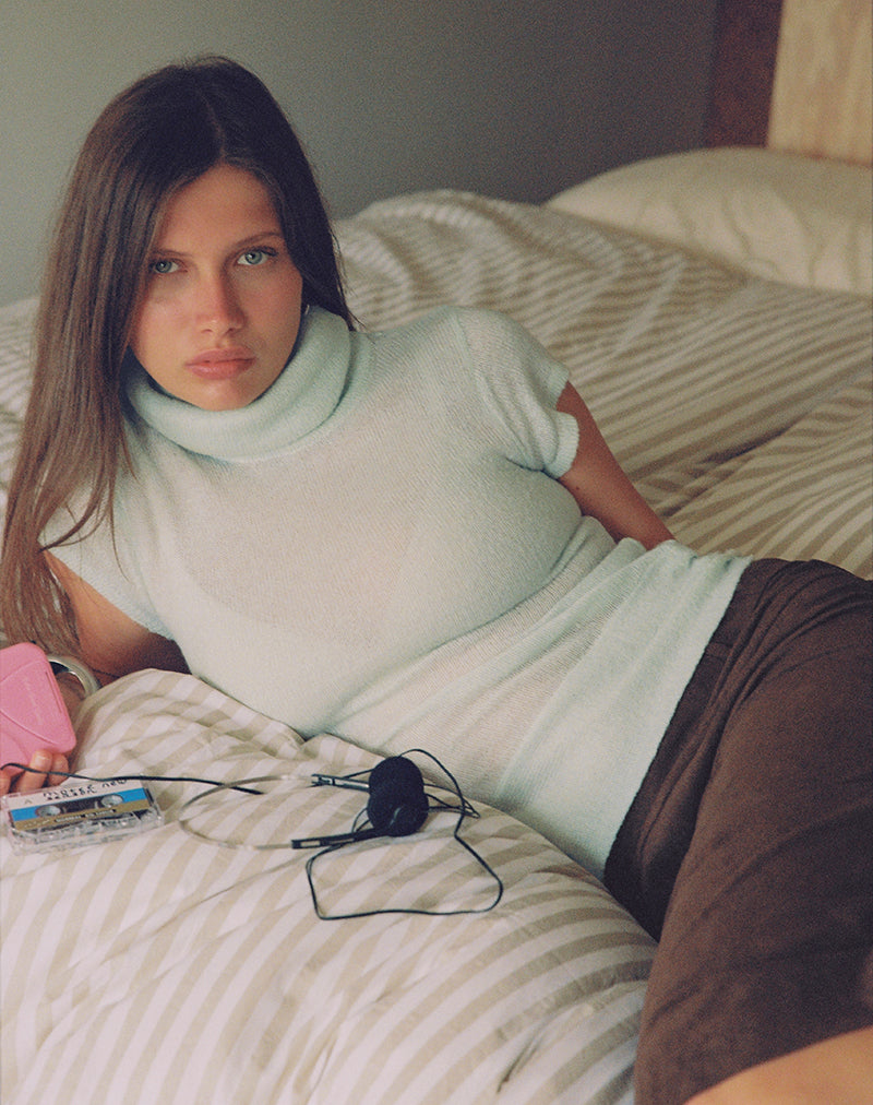 Image of Jian Top with Buckle Waist in Sheer Knit Mint