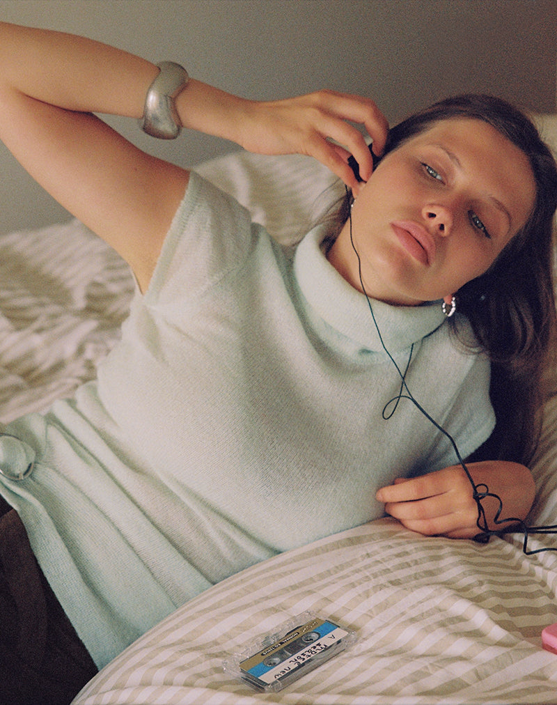 Image of Jian Top with Buckle Waist in Sheer Knit Mint
