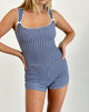 Image of Jilia Playsuit in Crinkle Deep Blue with Bow