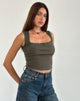 Image of Jinila Top in Olive with Lace Trim and Bow