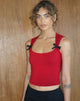 Image of Jiniso Crop Top in Adrenaline Red with Black Bows