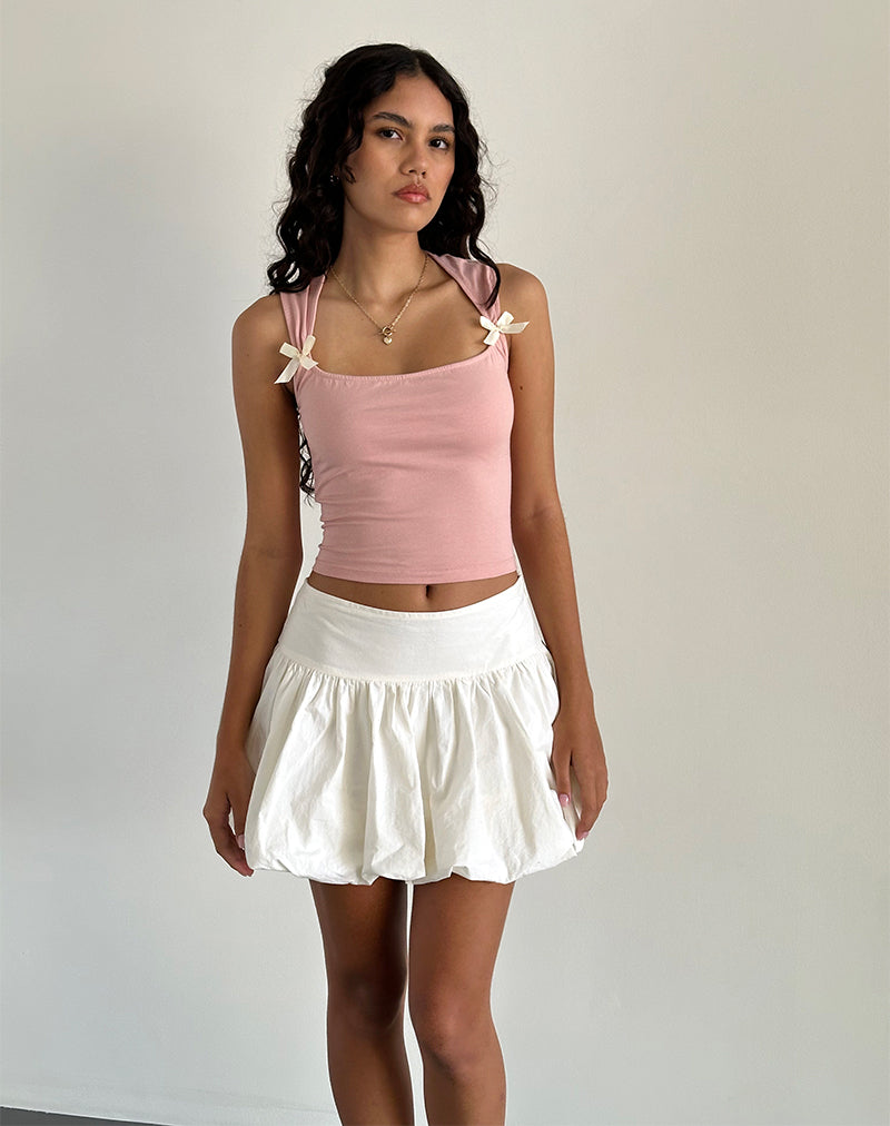 Image of Jiniso Crop Top in Pink Lady with Ivory Bows