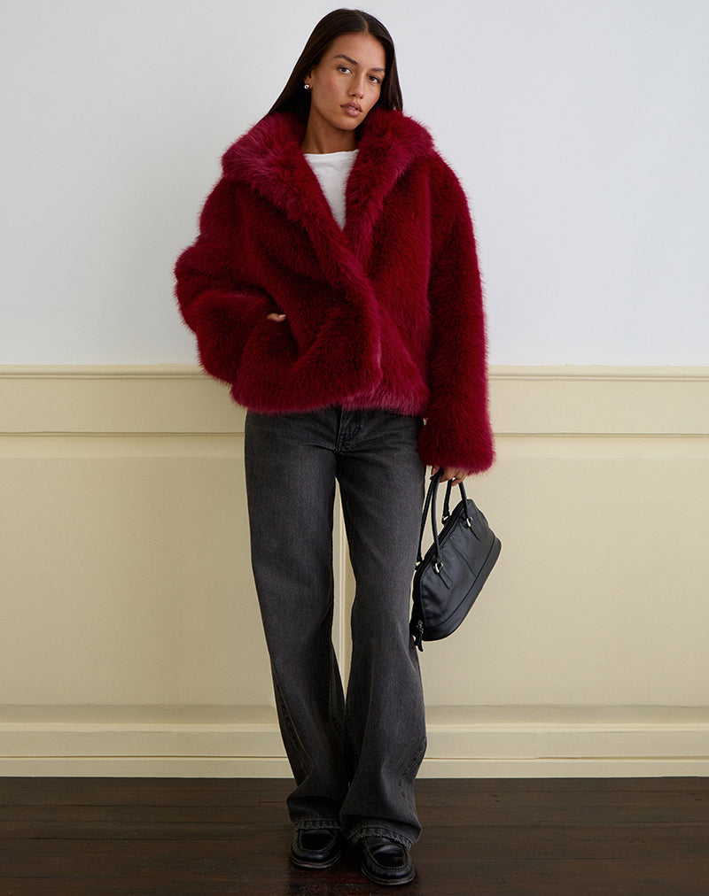Image of Joji Jacket in Faux Fur Cherry
