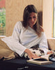 Image of Josie Long Sleeve Top in White with Seven and Stripes Graphic