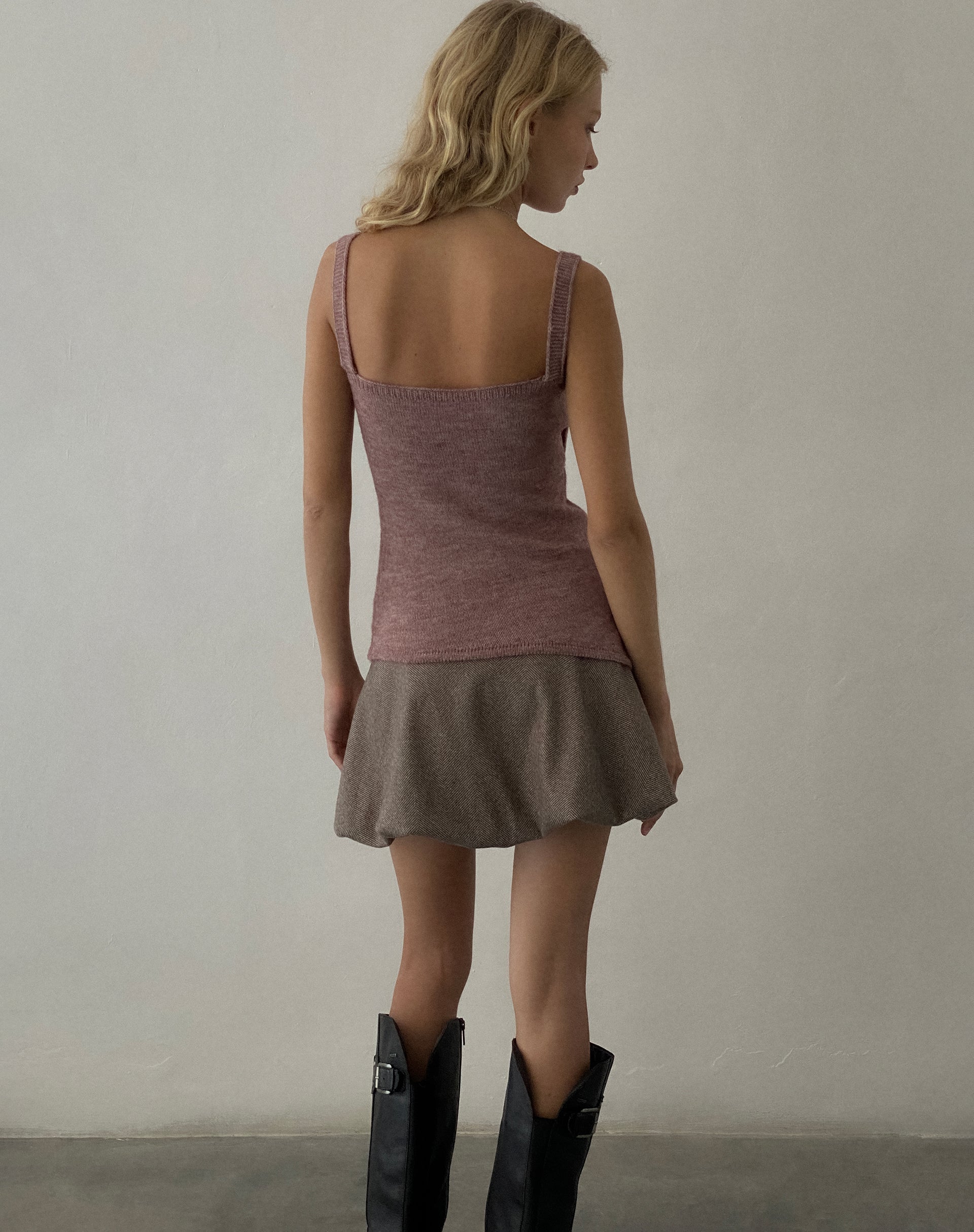 Image of Juliet Rosette Cami Top in Knitted Maroon