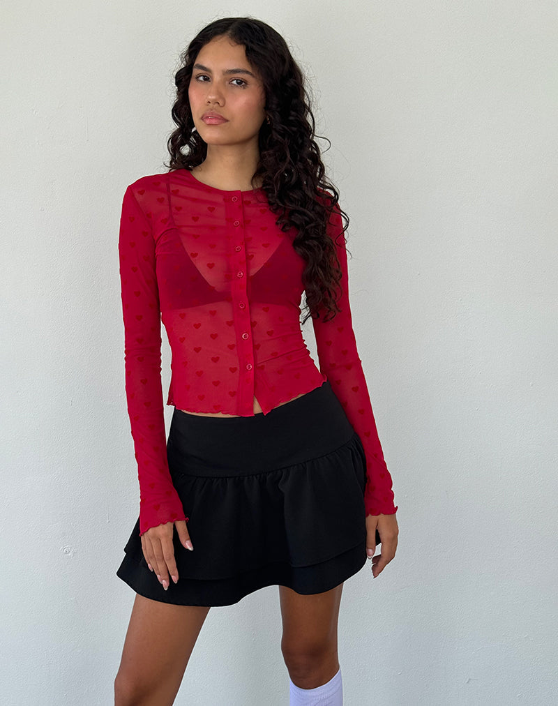 Image of Kahula Shirt in Red Heart Flocked Mesh