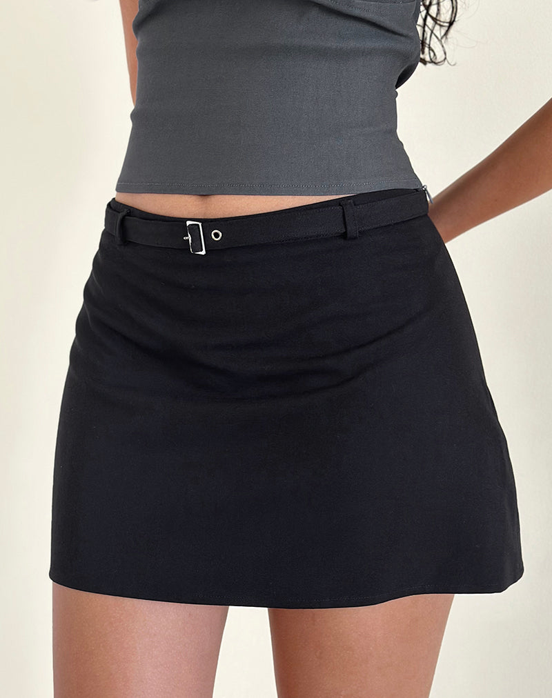 Image of Kaimar Belted Mini Skirt in Black