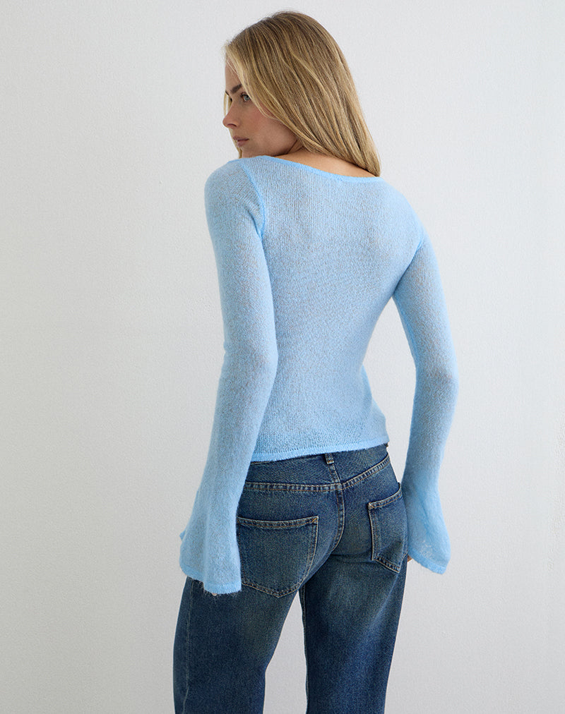 Image of Kaizo Top in Sheer Knit Cool Blue