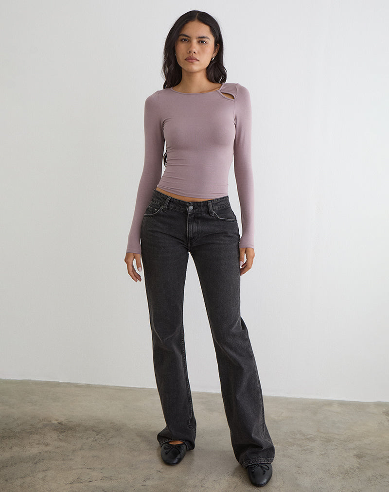 Image of Kalais Long Sleeve Twisted Top in Dusty Mauve