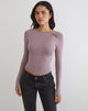 Image of Kalais Long Sleeve Twisted Top in Dusty Mauve