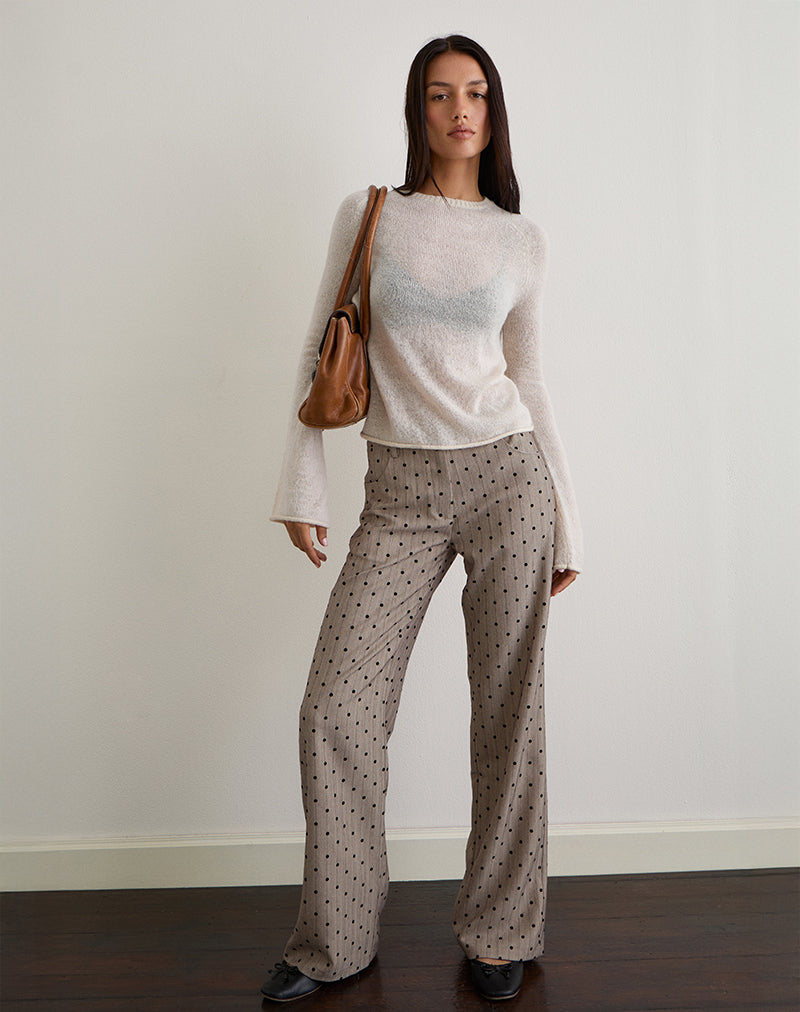 Kaleo Roll Edge Jumper in Knit Ecru