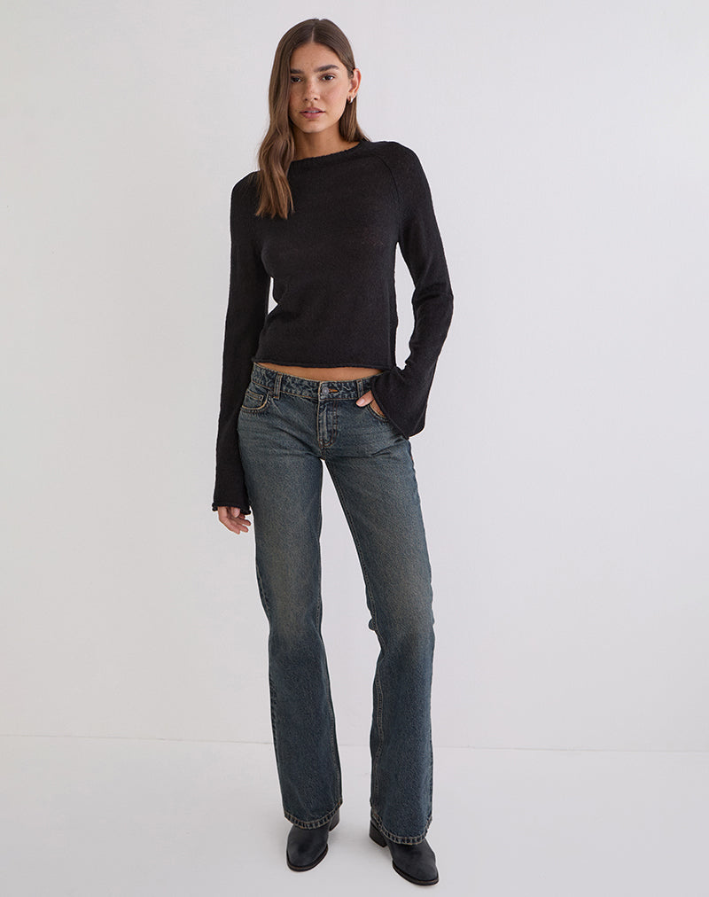 Image of Kaleo Roll Edge Jumper in Knit Black