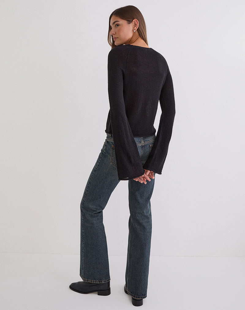 Image of Kaleo Roll Edge Jumper in Knit Black