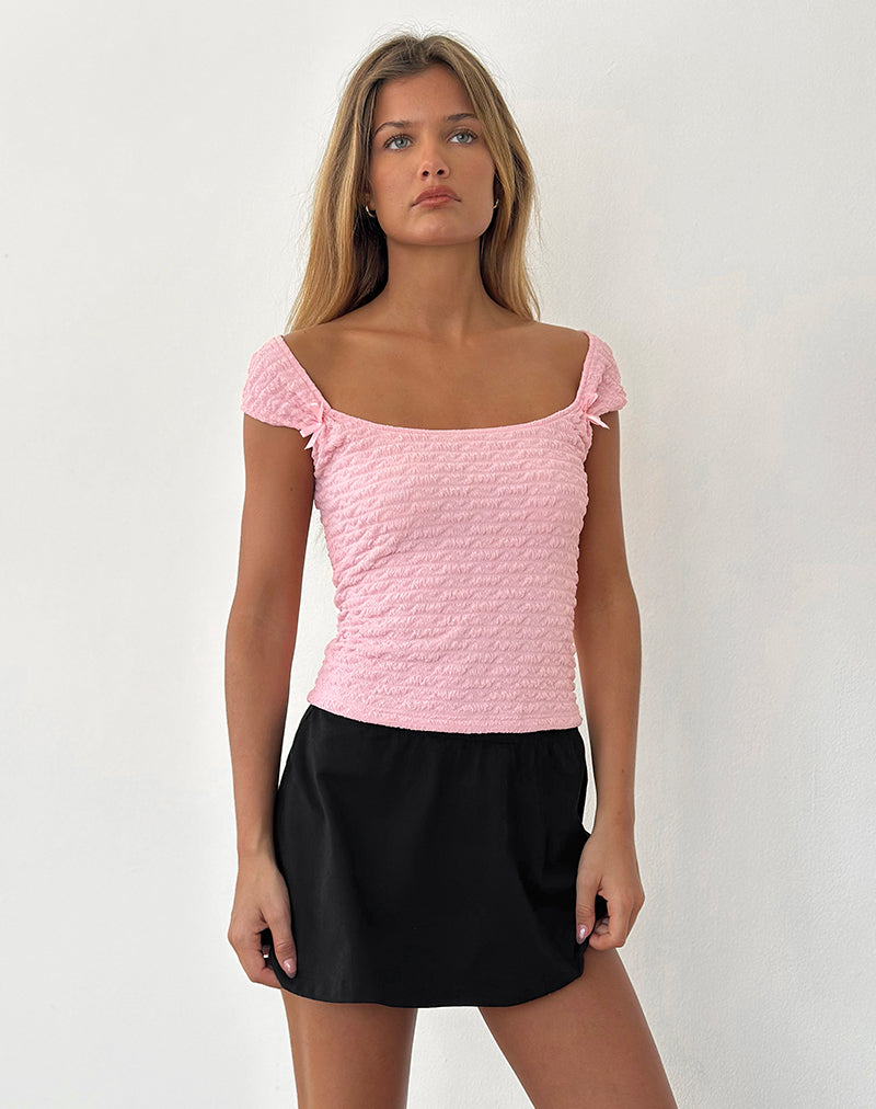 Image of Kalisa Bow Top in Textured Pink