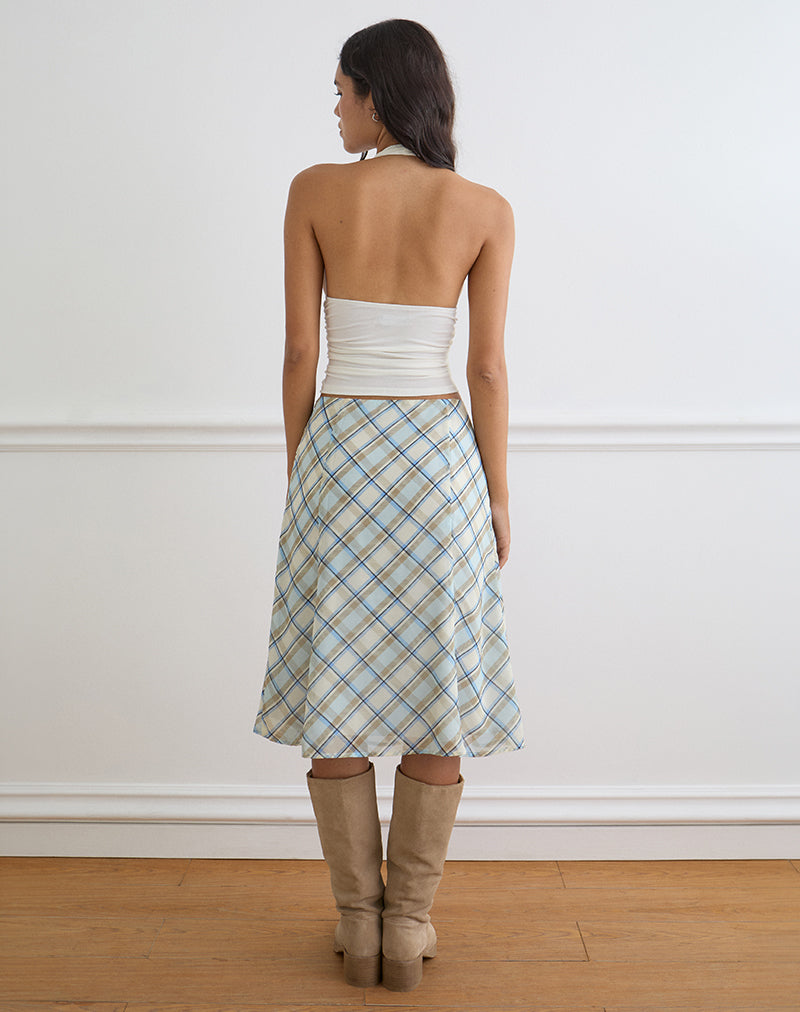 Image of Kamili Midi Skirt in Chiffon Vintage Blue Check