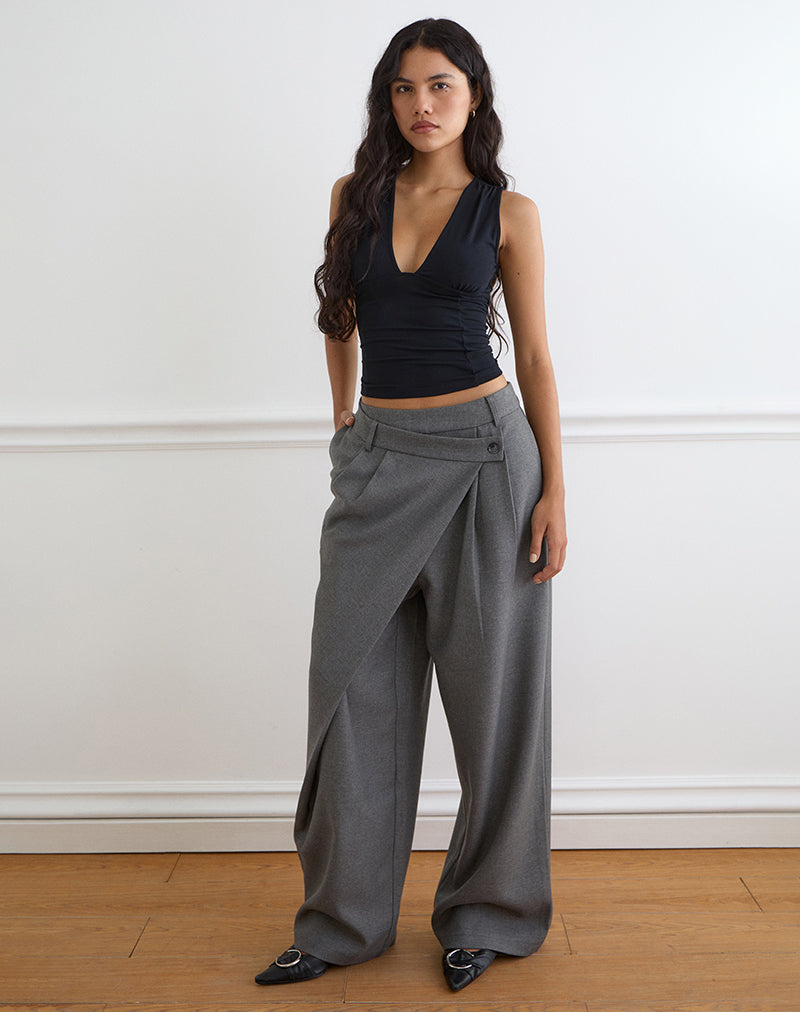 Image of Kanna Asymmetric Trouser in Tailoring Charcoal
