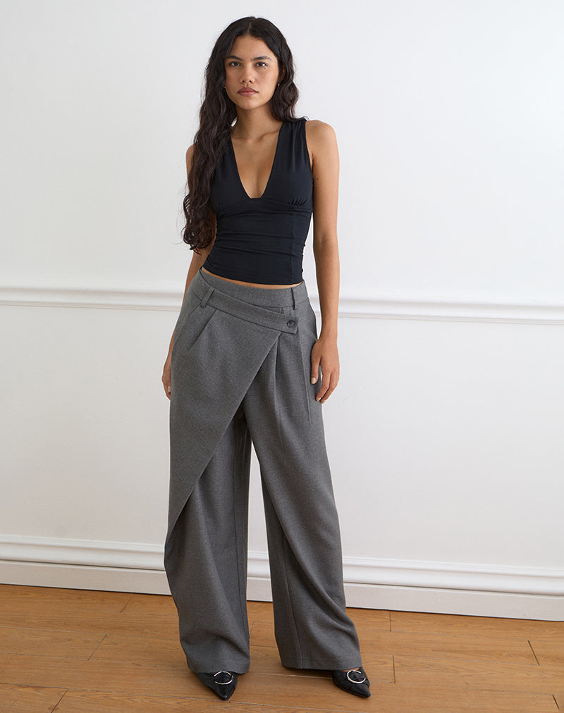 Kanna Asymmetric Trouser in Tailoring Charcoal