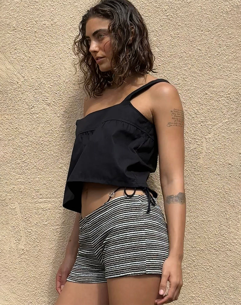 Eunia Shorts in Black and Brown Stripe