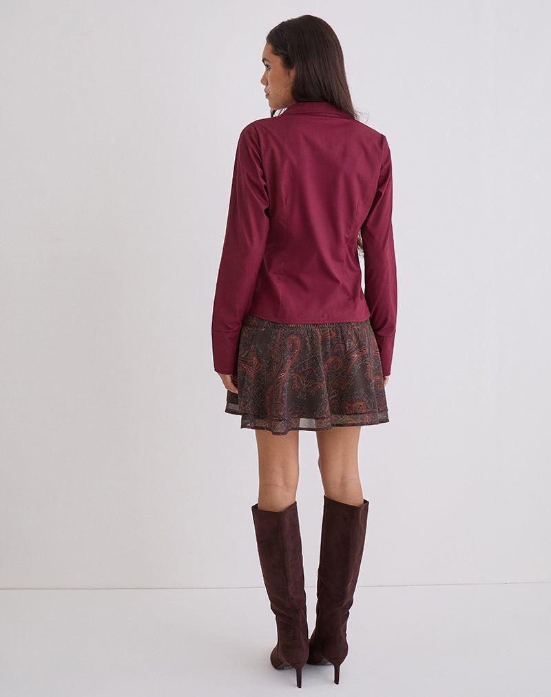 Image of Karis Shirt in Poplin Burgundy