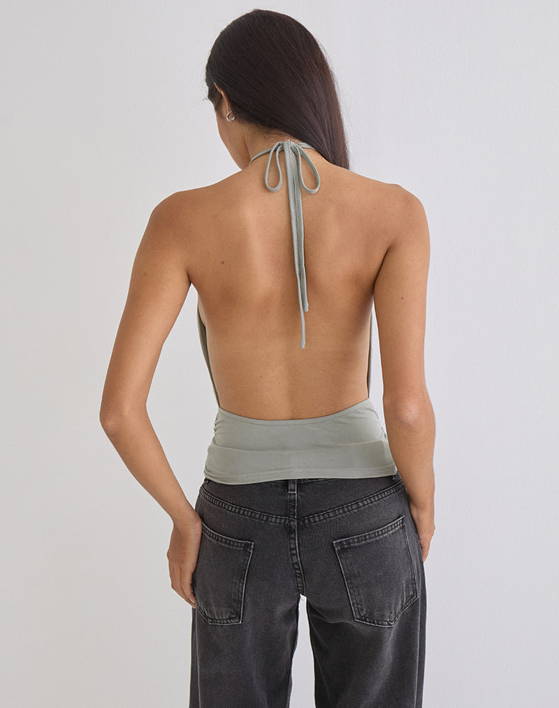 Image of Karise Plunge Top in Cupro Light Grey