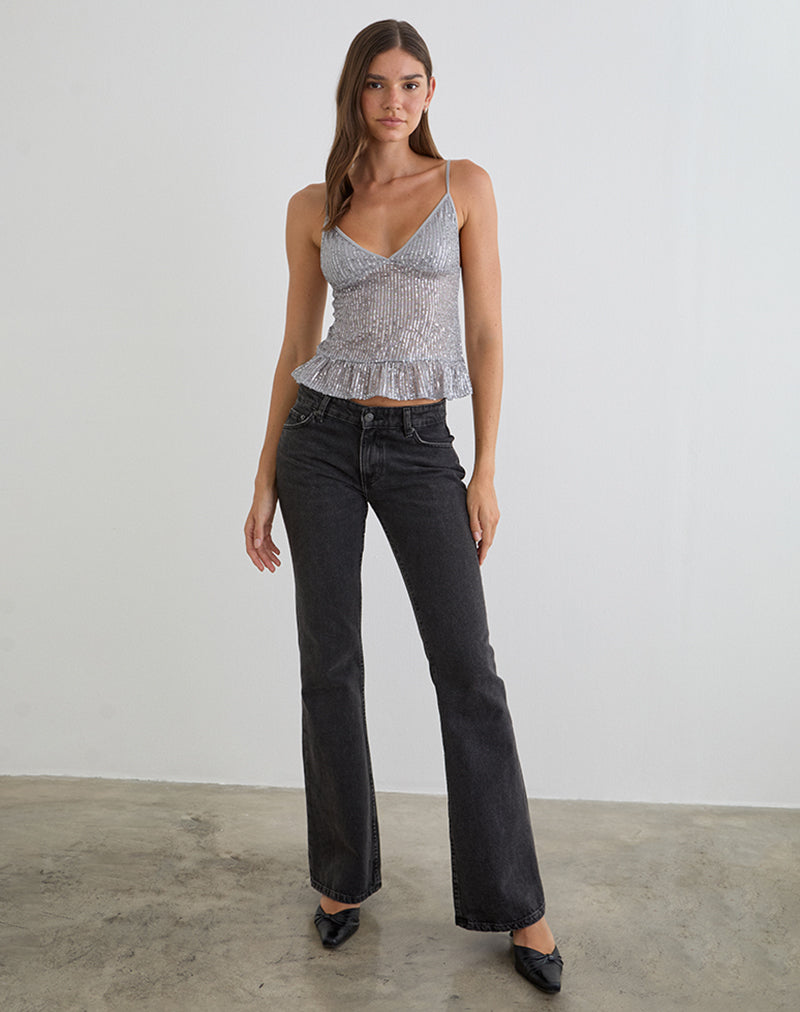 Karka Cami Top in Drape Sequin Grey