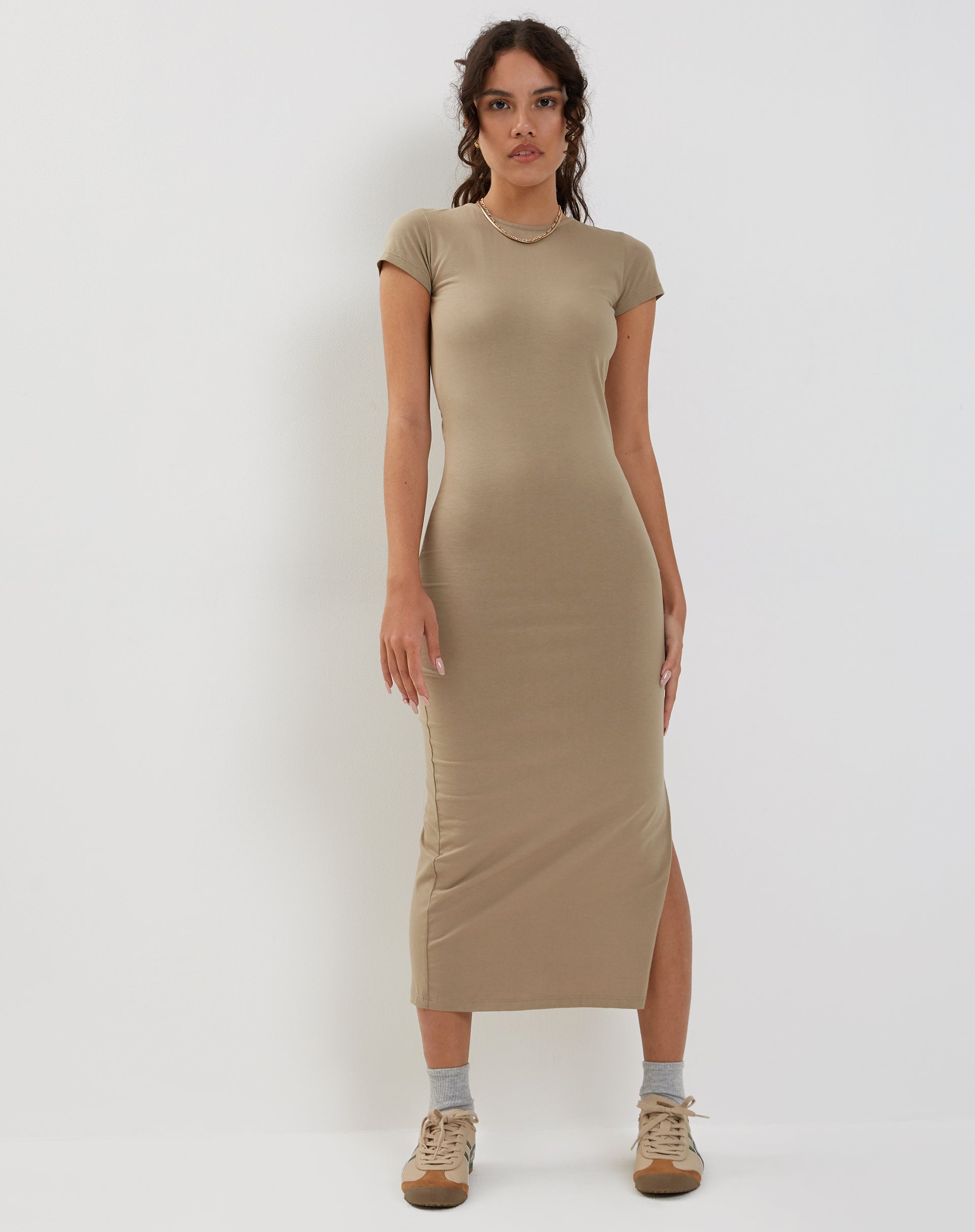 Image of Kasor Open Back Midi Dress in London Fog