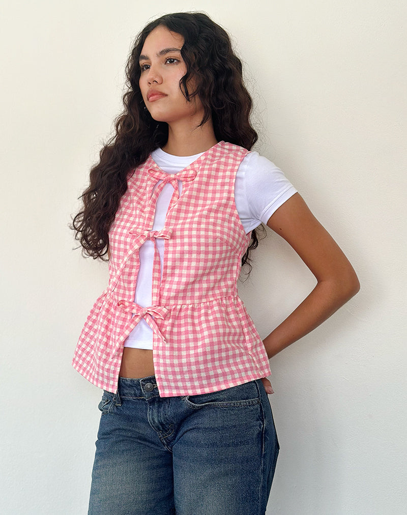 Kayvata Top in Gingham Pink