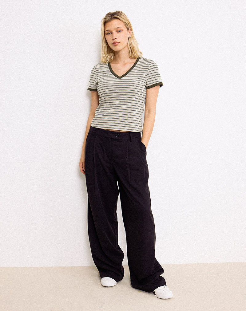 Keiko Top in Stripe Jersey Tonal Brown