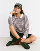 Image of Kemillau Baggy Shirt in Brown with White Stripes