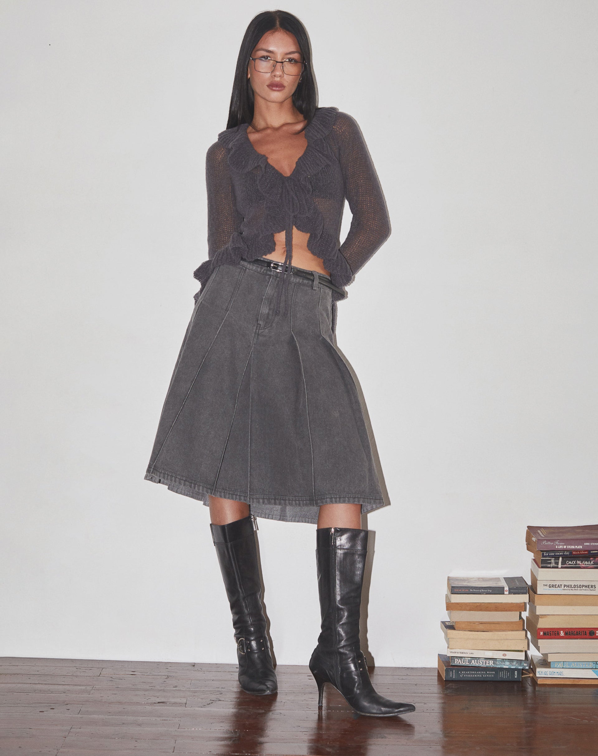 rurumu: asymmetry ruffle knit cardigan