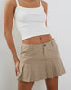 Image of Keripa Low Rise Pleated Mini Skirt in Stone Pinstripe